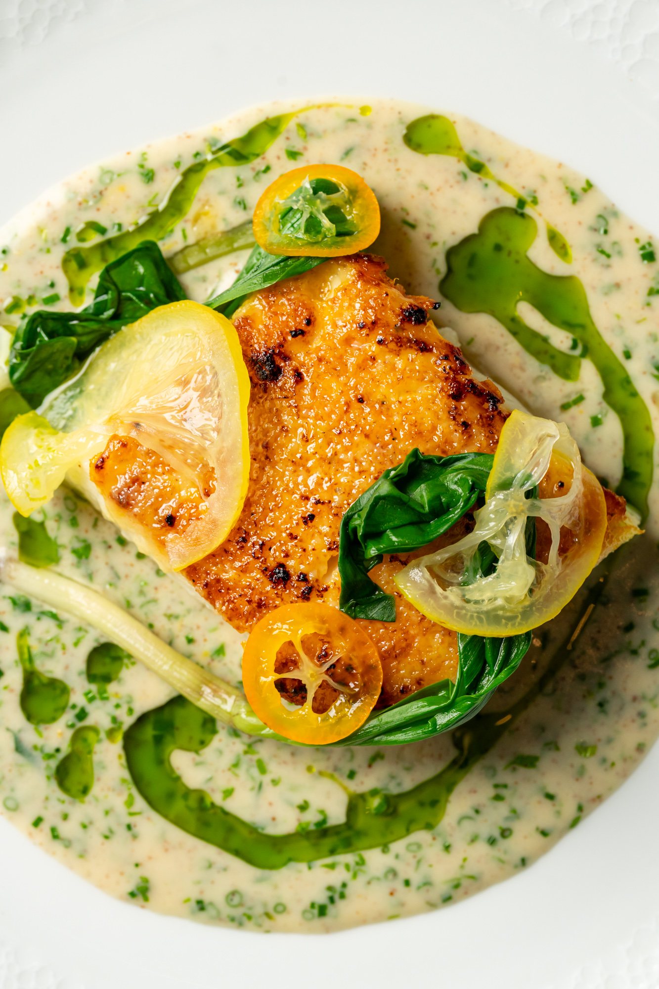 Seared fish with citrus and herbs at Restaurant Lucie
